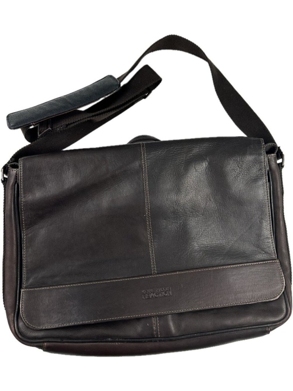 Kenneth Cole Colombian Leather Crossbody Laptop Case &Messenger Bag Brown